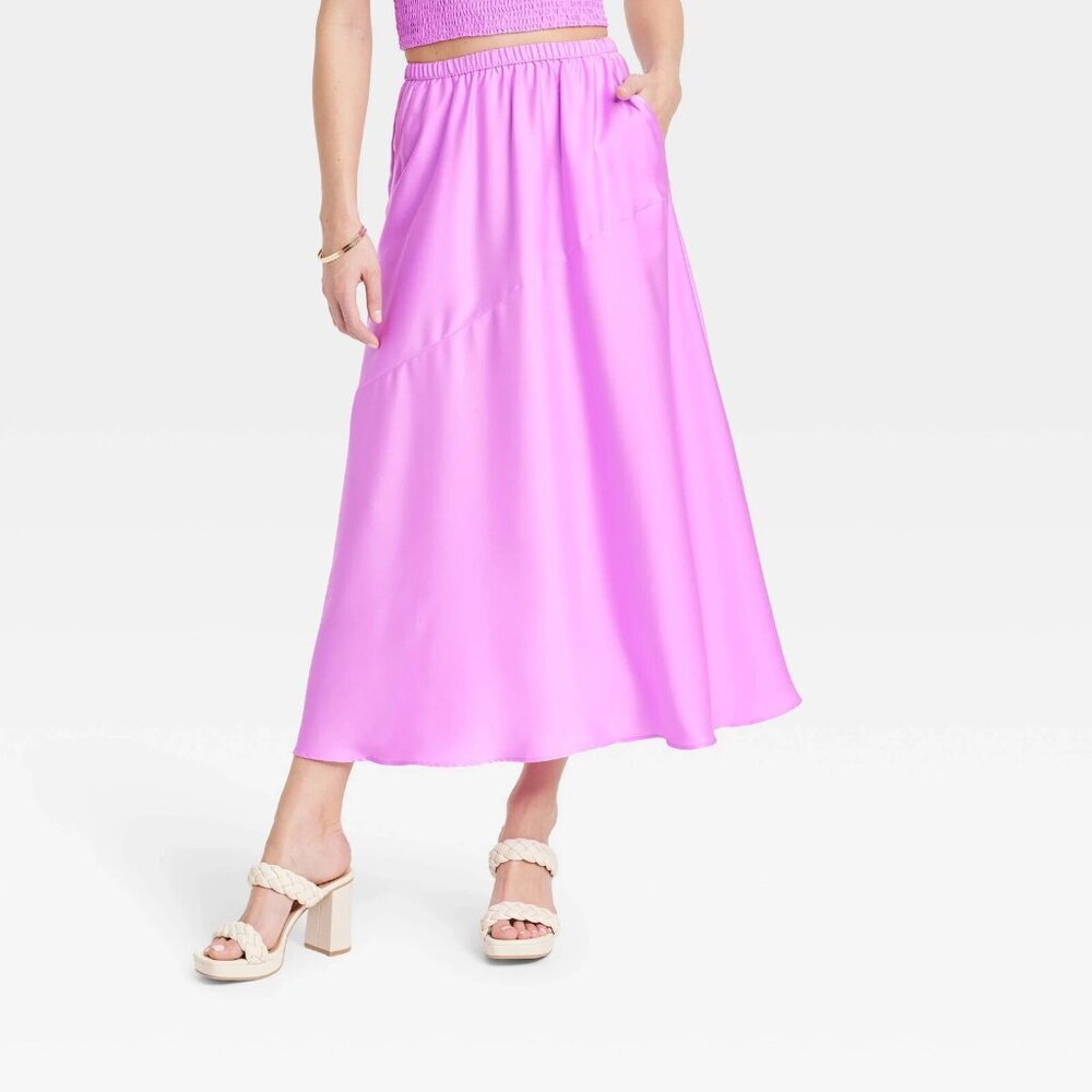XL - Womens Maxi A-Line Slip Skirt - A New Day - Violet - Picture 3 of 6